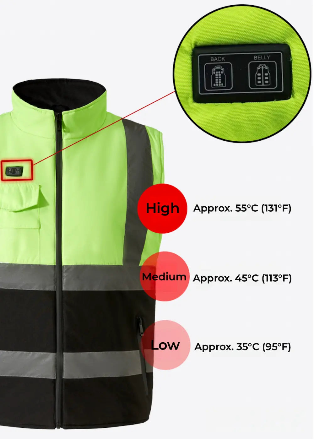 Heated High-Visibility Reflective Vest 5V/7.4V