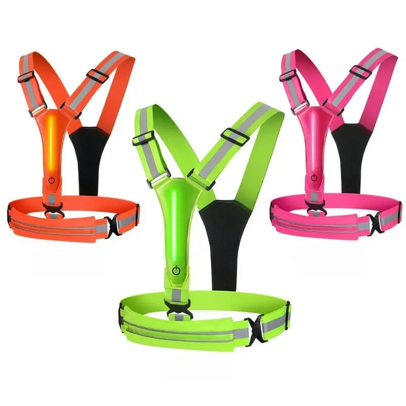 High-Visibility LED Reflective Vest with Pouch – Rechargeable