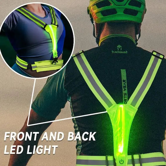 High-Visibility LED Reflective Vest with Pouch – Rechargeable