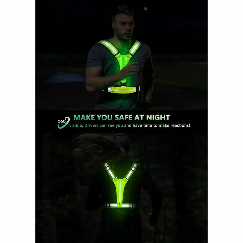 High-Visibility LED Reflective Vest with Pouch – Rechargeable