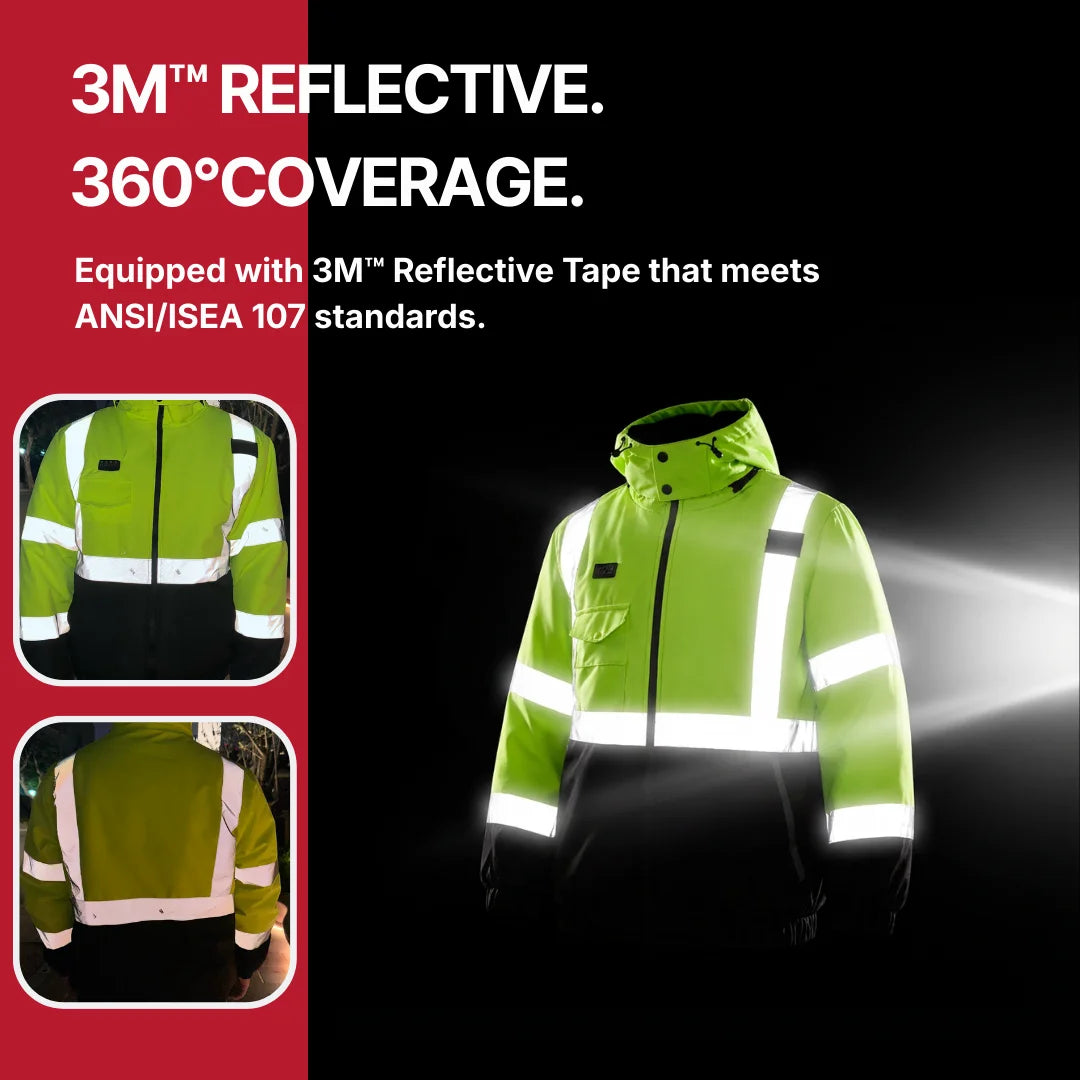 Heated Hi-Vis Safety Bomber Jacket 5V/7.4V
