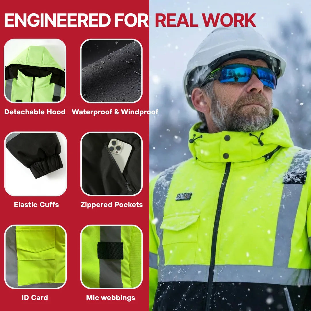 Heated Hi-Vis Safety Bomber Jacket 5V/7.4V