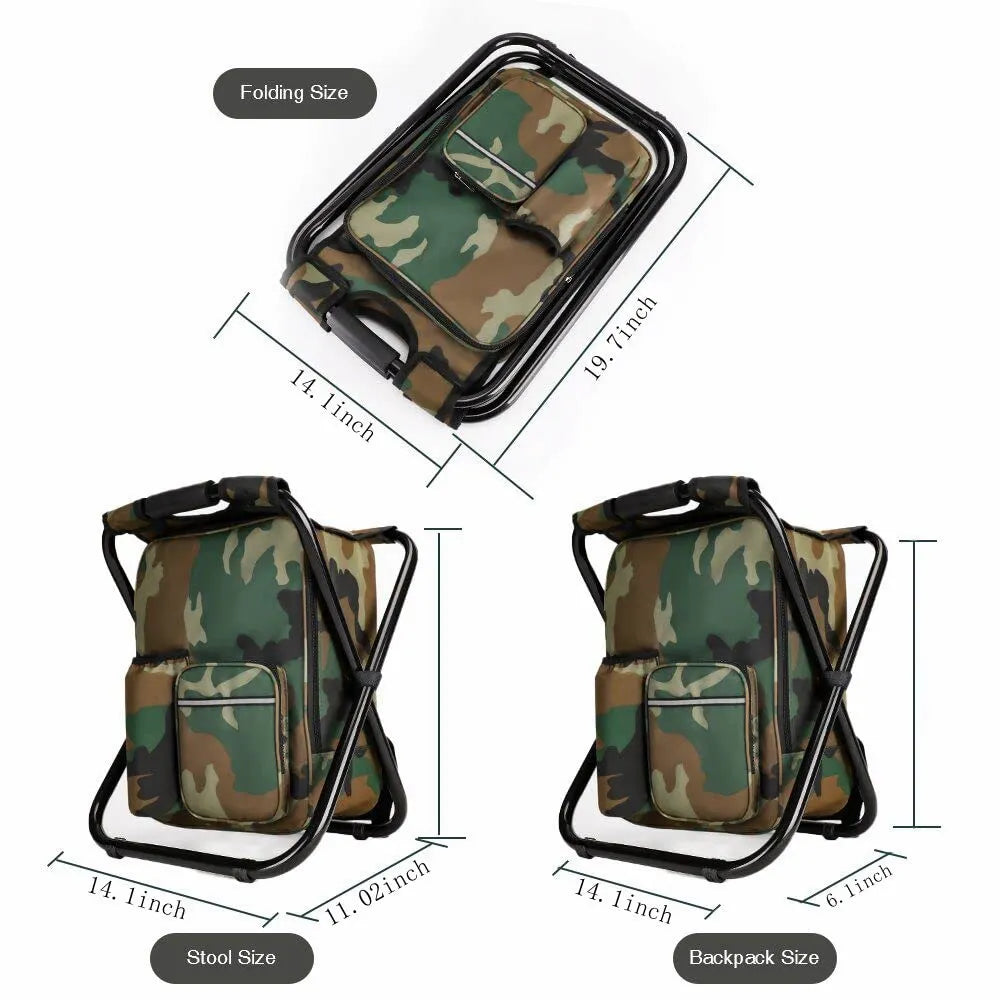 Folding Chair Stool Backpack with Cooler