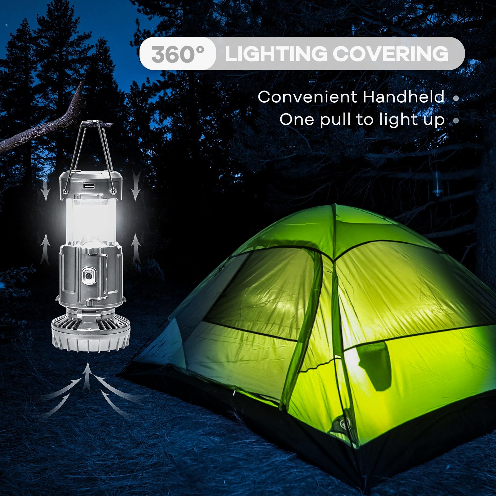 5-In-1 Portable LED Camping Lantern With Fan