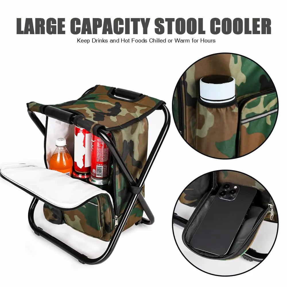 Folding Chair Stool Backpack with Cooler