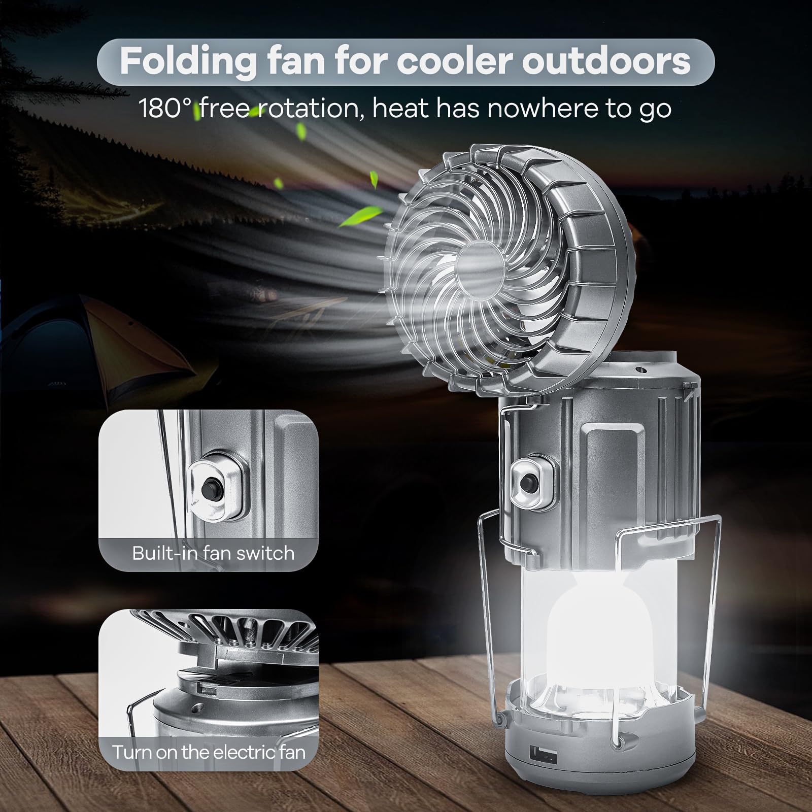 5-In-1 Portable LED Camping Lantern With Fan