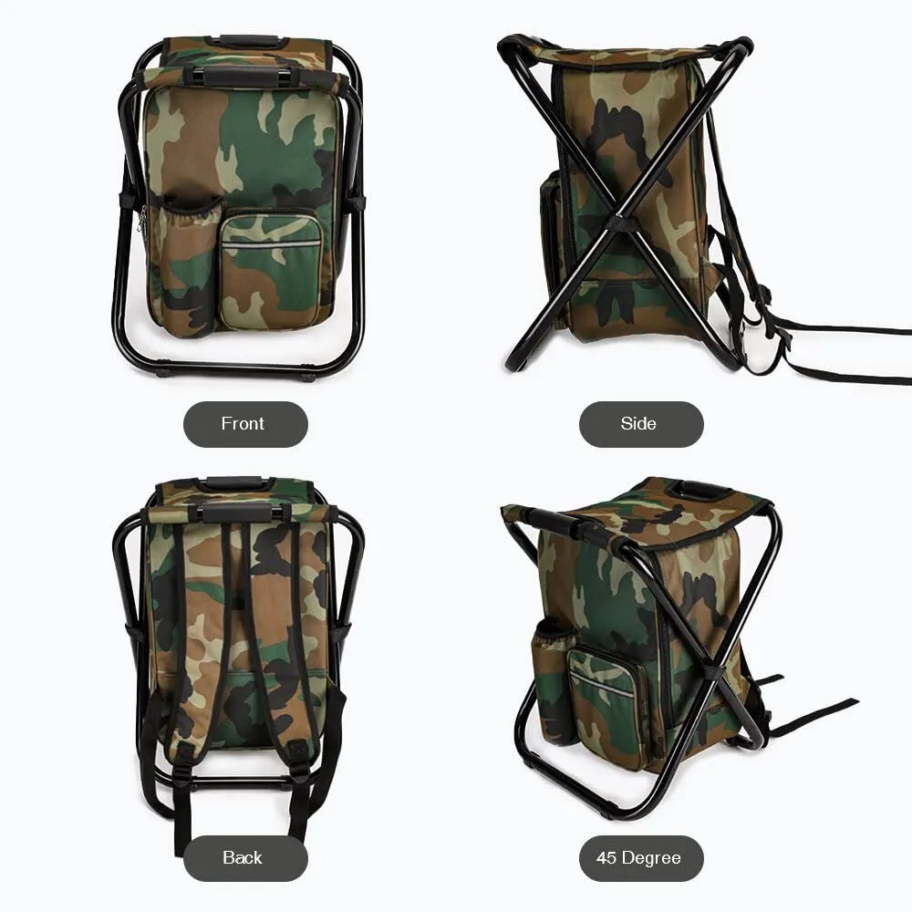 Folding Chair Stool Backpack with Cooler