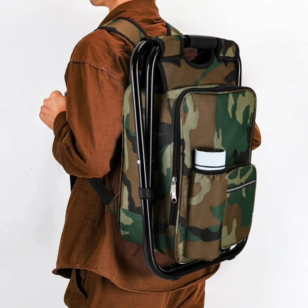 Folding Chair Stool Backpack with Cooler