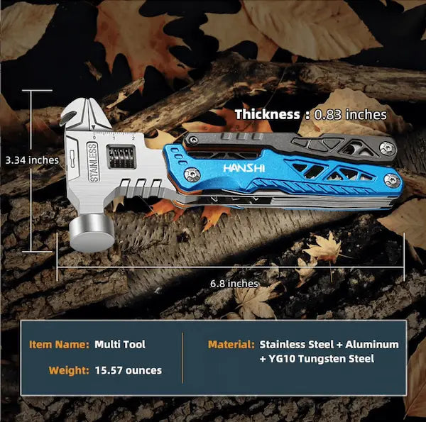 Outdoor Stainless Steel Multi-Functional Hammer 18 in 1