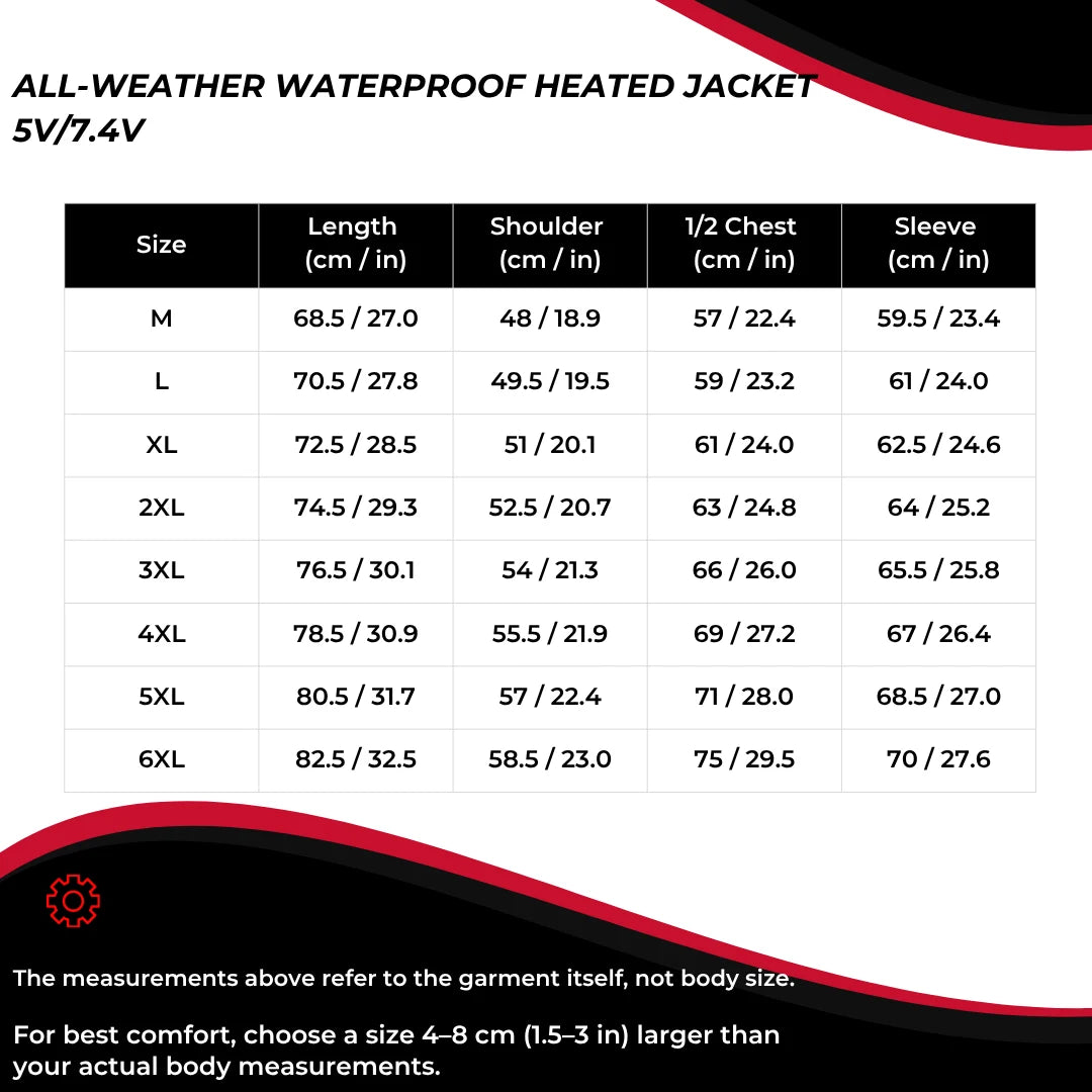 All-Weather Waterproof Heated Jacket 5V/7.4V